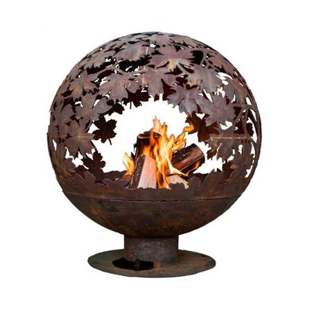 GARDENCONTROL Leaf Fire Sphere, Rust Metal - Large GA2659158